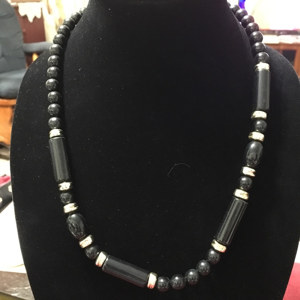 Vintage Black and gold necklace. 24” necklace